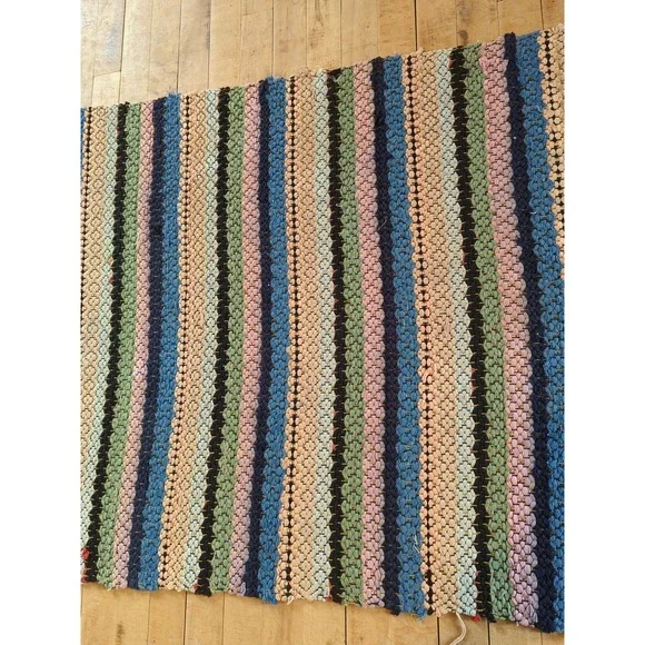 Antique Imported Swedish Hand Made Rag Rug Runner (31 x 112 ) As Shown